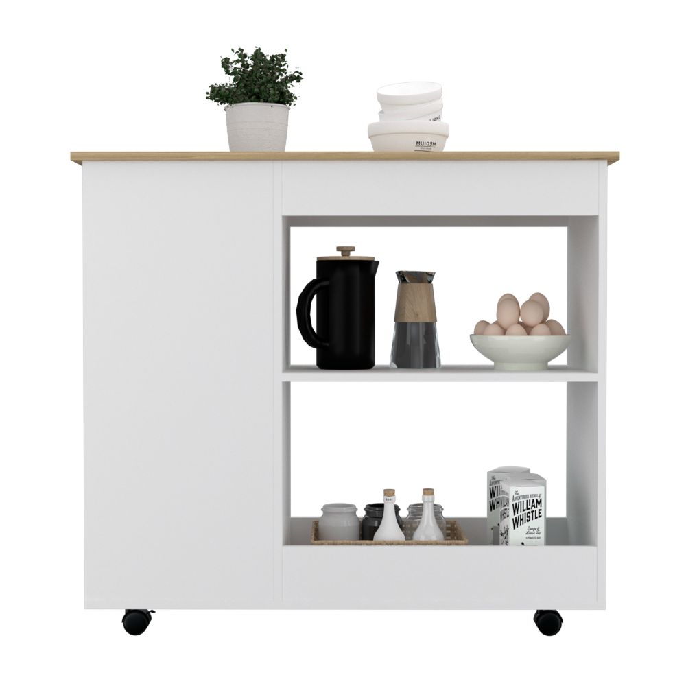 Mesón de Cocina Bi Color Blanco y Duna Para Cocina