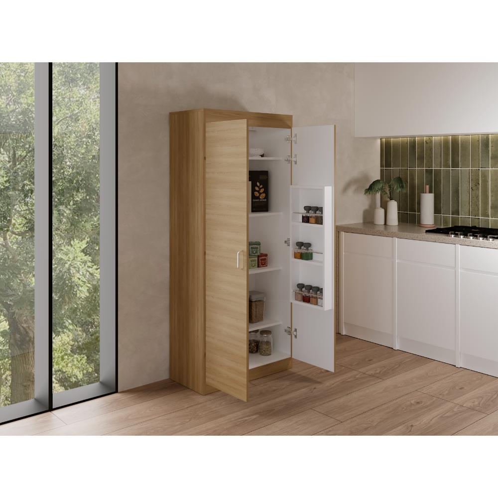Despensa Varese, Fresno Europeo y Blanco, con dos puertas y cuatro entrepaños (vista 4)