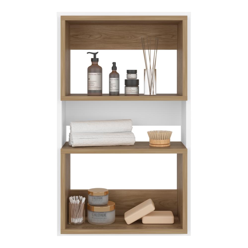 Mueble Auxiliar Muro Baño Eco, Blanco Duqueza y Fresno Europeo, con superficies para ubicar objetos (vista 2)