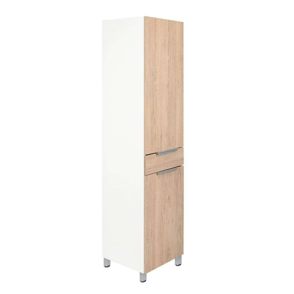 Alacena Alacena De Cocina Melia, Blanco y Rovere, con Una Puerta Abatible con Almacenamiento Extra y Patas de Acero