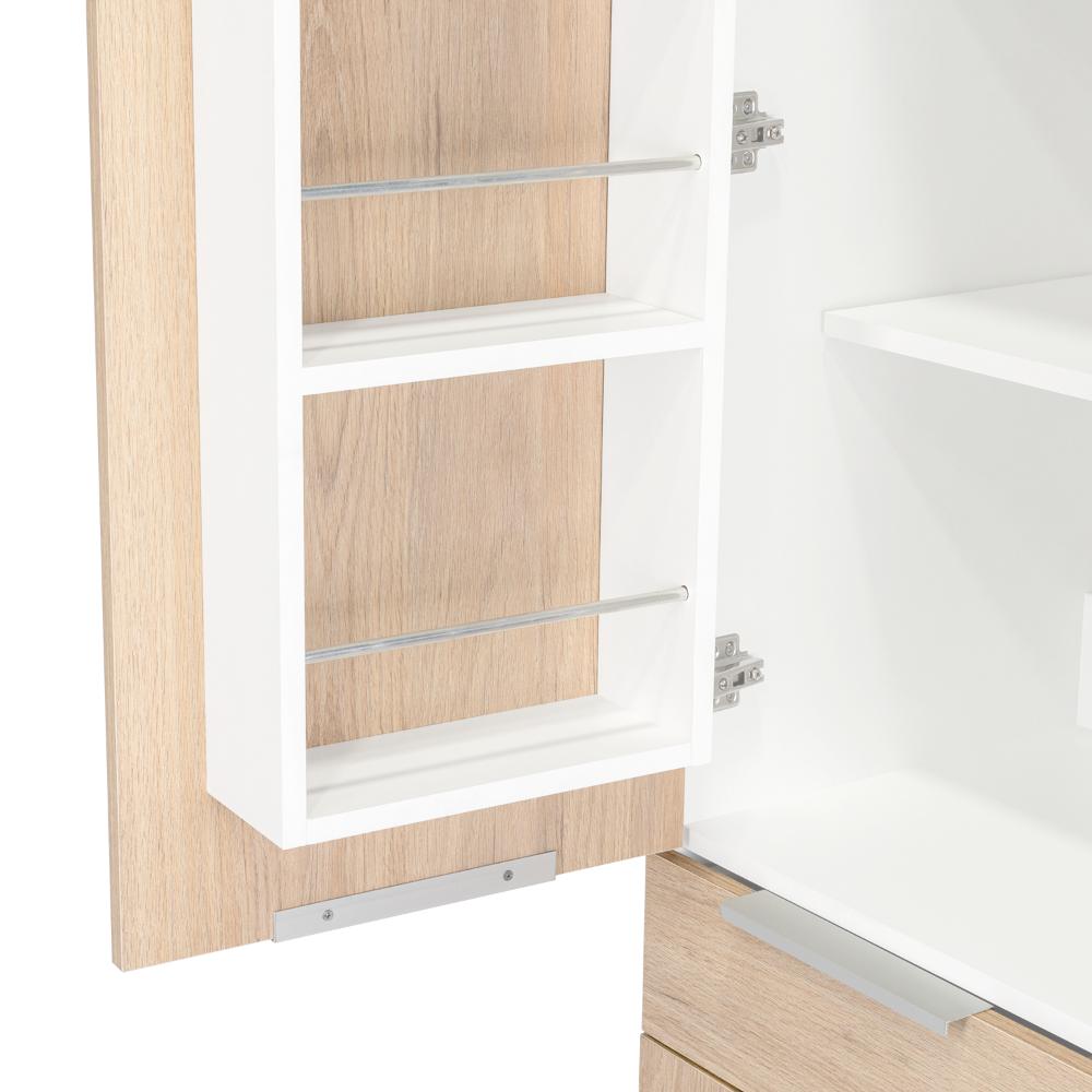 Alacena Alacena De Cocina Melia, Blanco y Rovere, con Una Puerta Abatible con Almacenamiento Extra y Patas de Acero (vista 3)