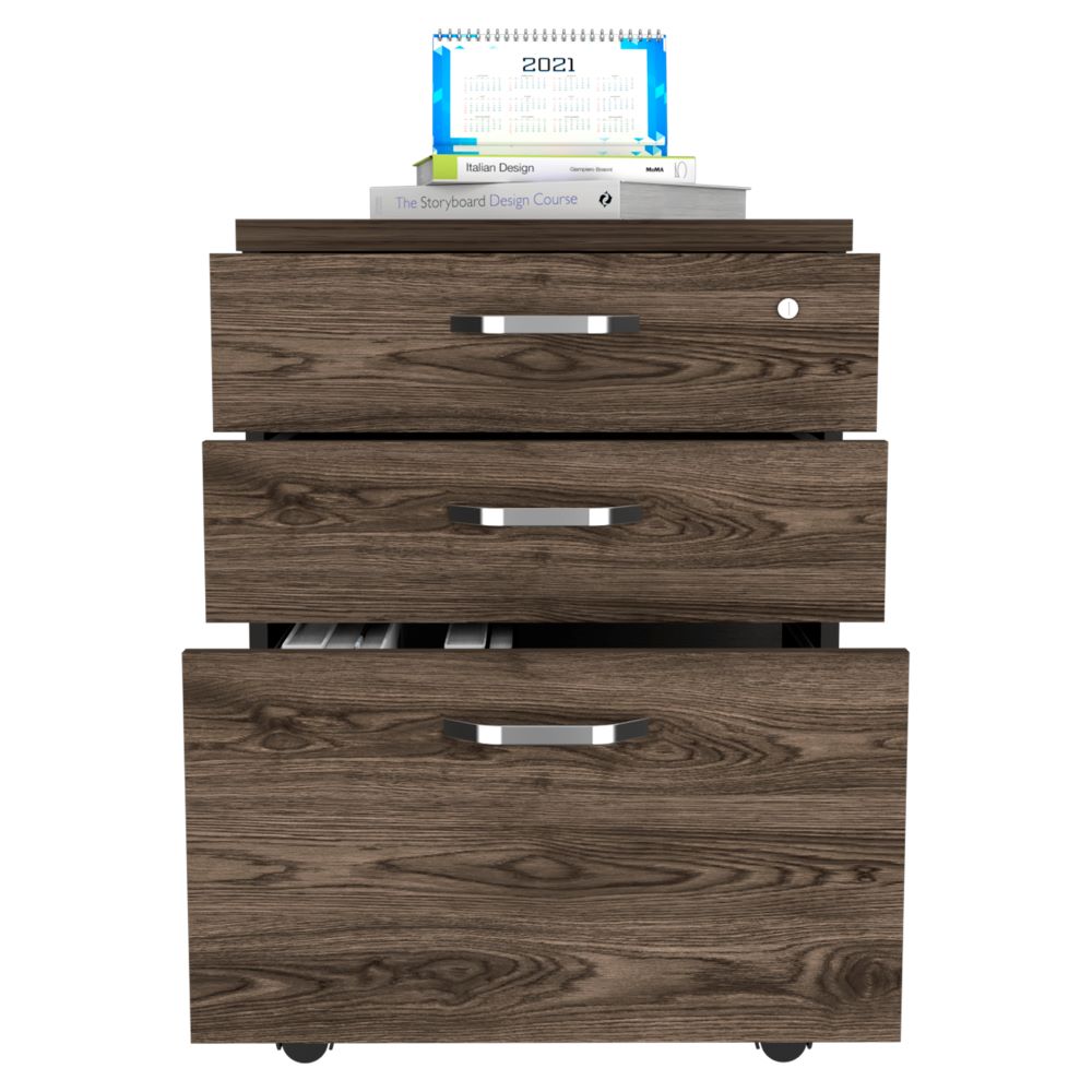 Archivador Home Office Color Negro Soft y Coñac Para Oficina