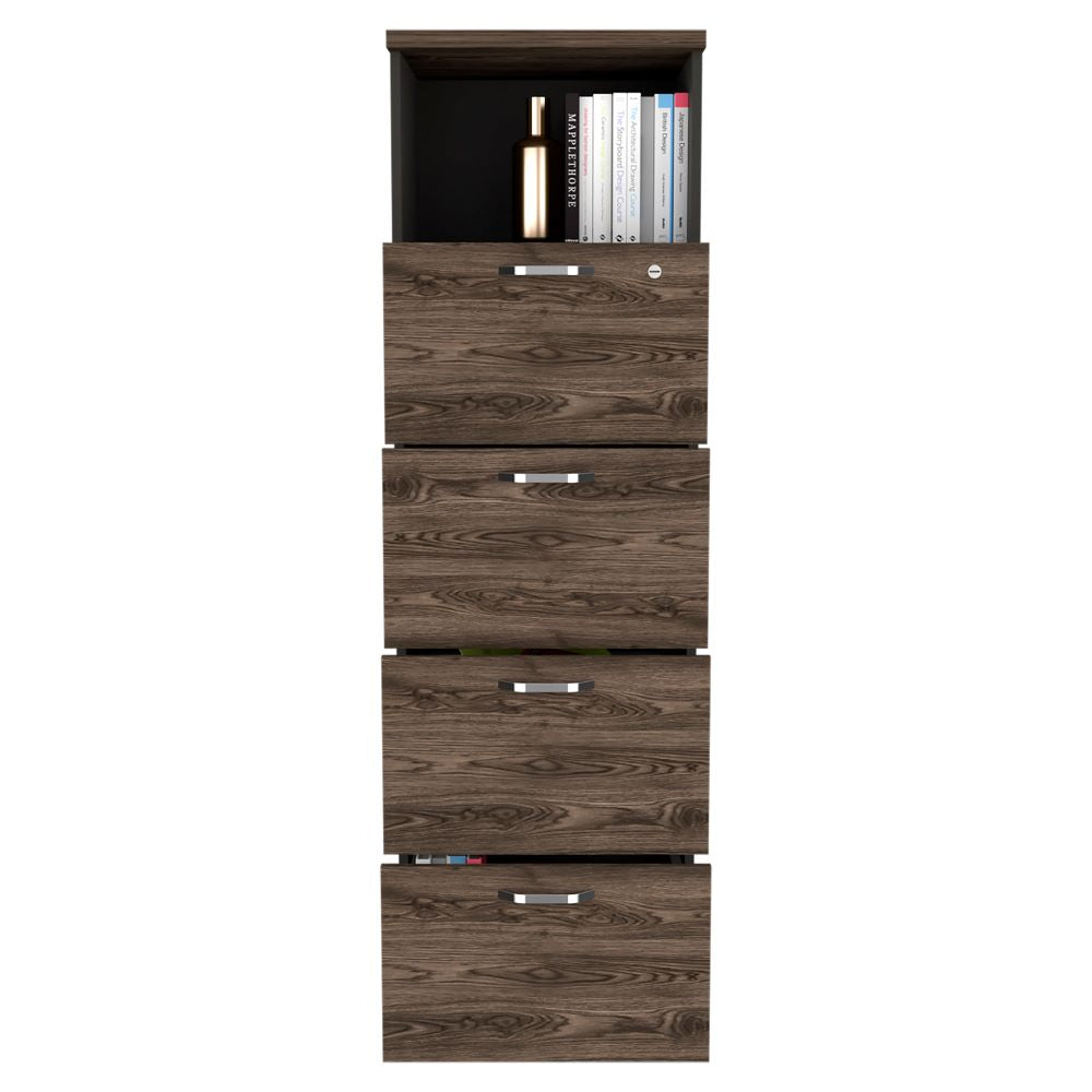 Archivador Home Office Color Negro Soft y Coñac Para Oficina