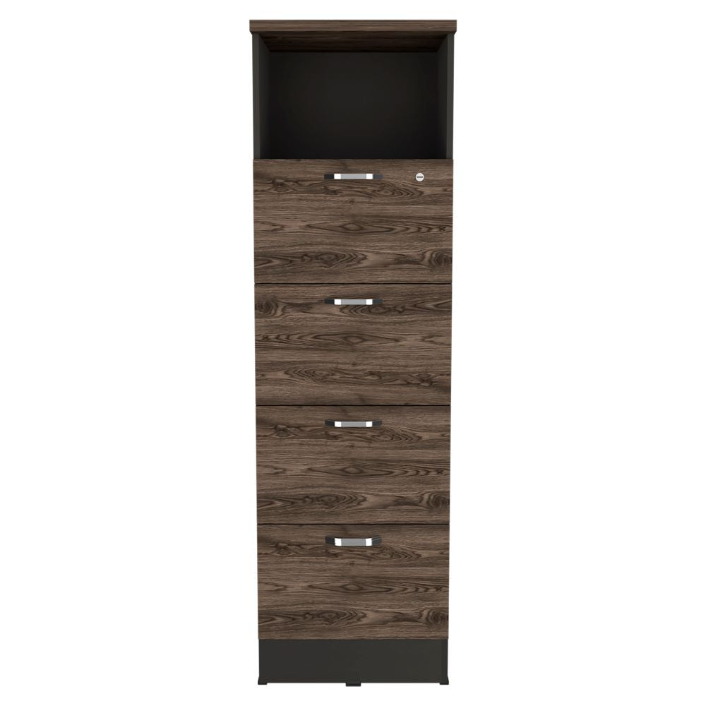 Archivador Home Office Color Negro Soft y Coñac Para Oficina