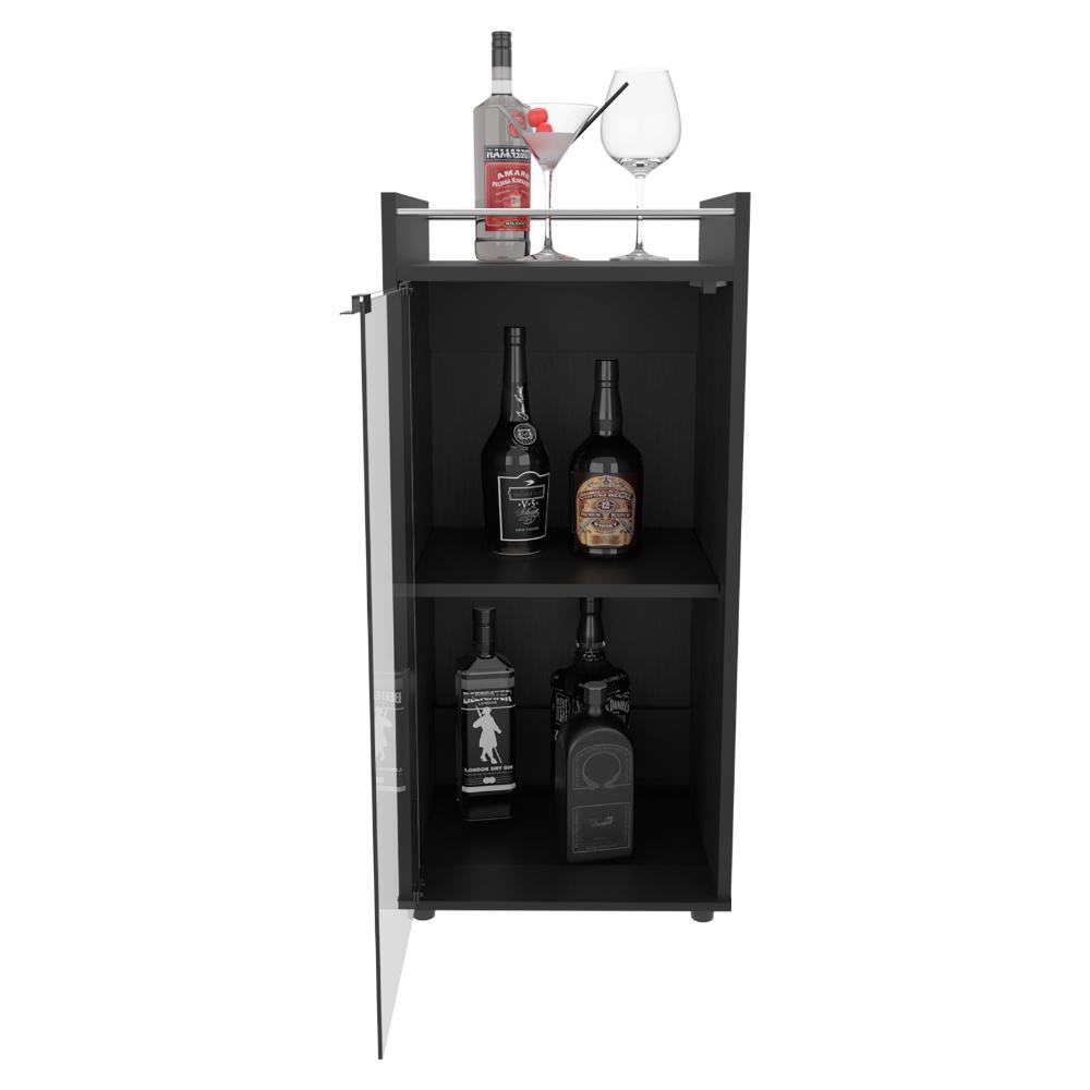 Bar Bajo Theba, Wengue, con espacio para botellas de vino y copas (vista 2)