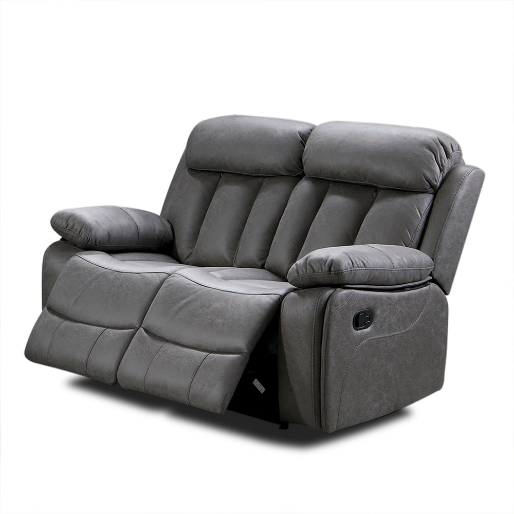 Sofá Reclinable Brescia 2 cuerpos cuero Gris