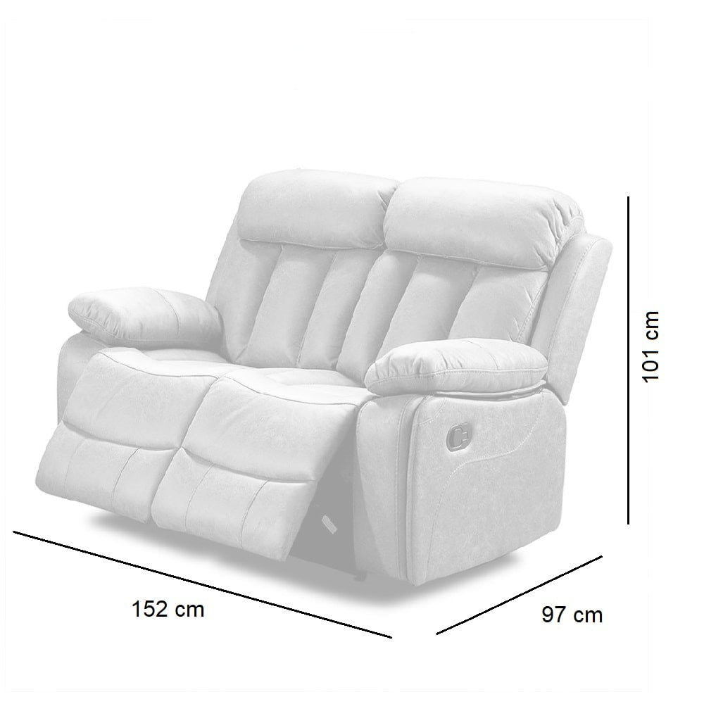 Sofá Reclinable Brescia 2 cuerpos cuero Gris