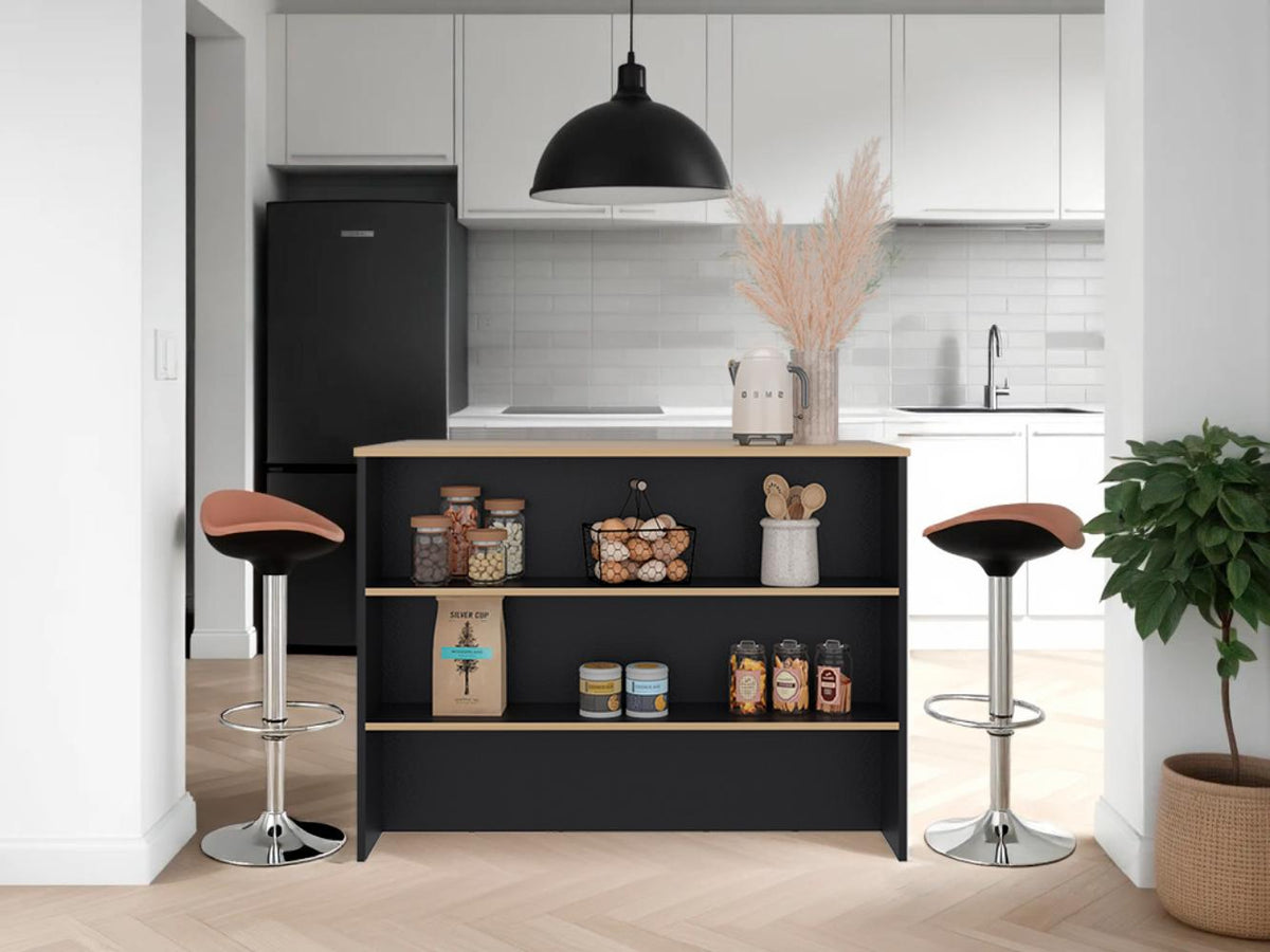 Isla de Cocina Fendi, Wengue y Fresno Europeo, Con Entrepaños (vista 2)