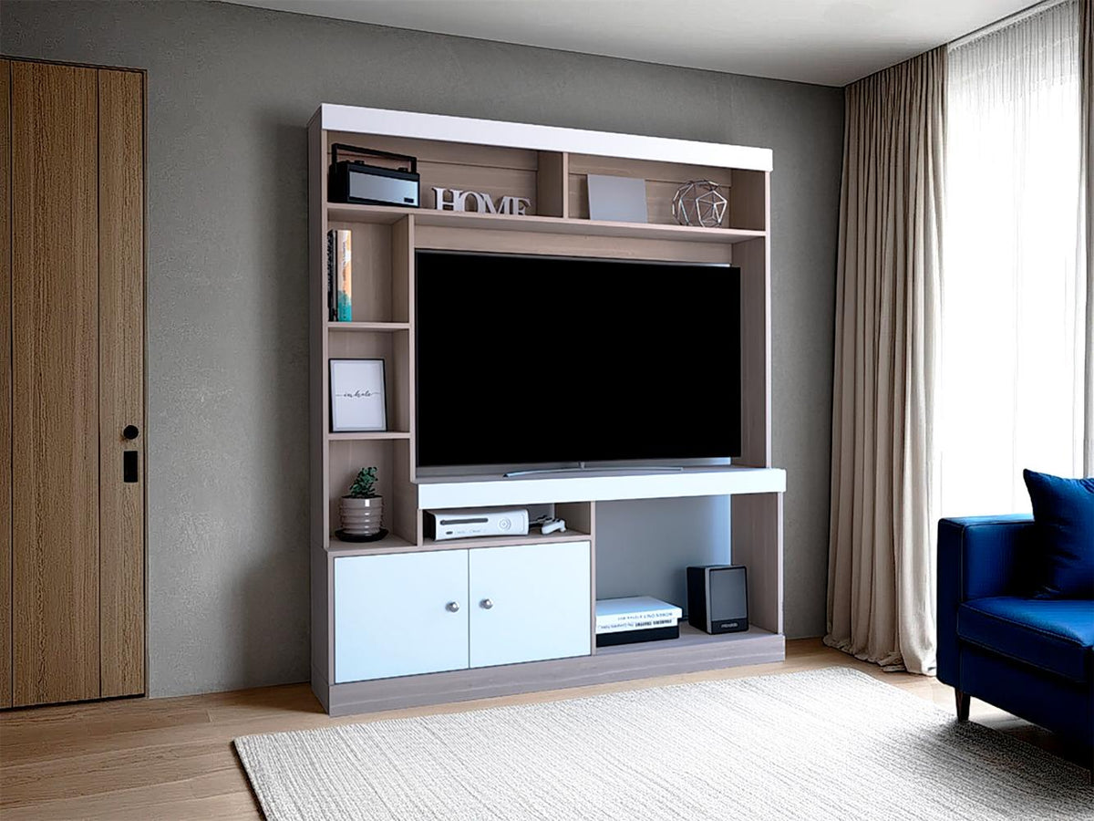 Estante Para Tv Dante, Bardolino y Blanco, con Espacio Para Televisor de 52 Pulgadas (vista 3)