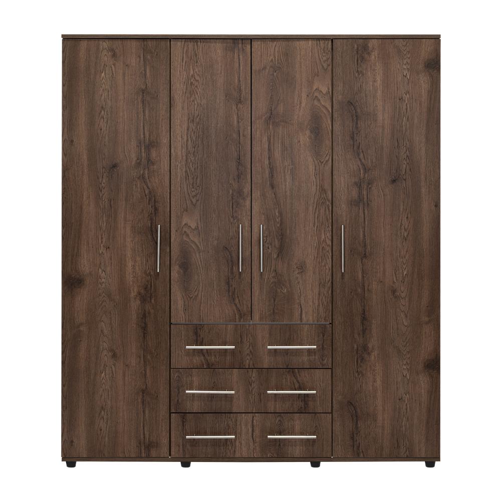 Closet Fontana, Nogal y Blanco, con Cuatro Puertas Abatibles y Tres Cajones Organizadores (vista 5)