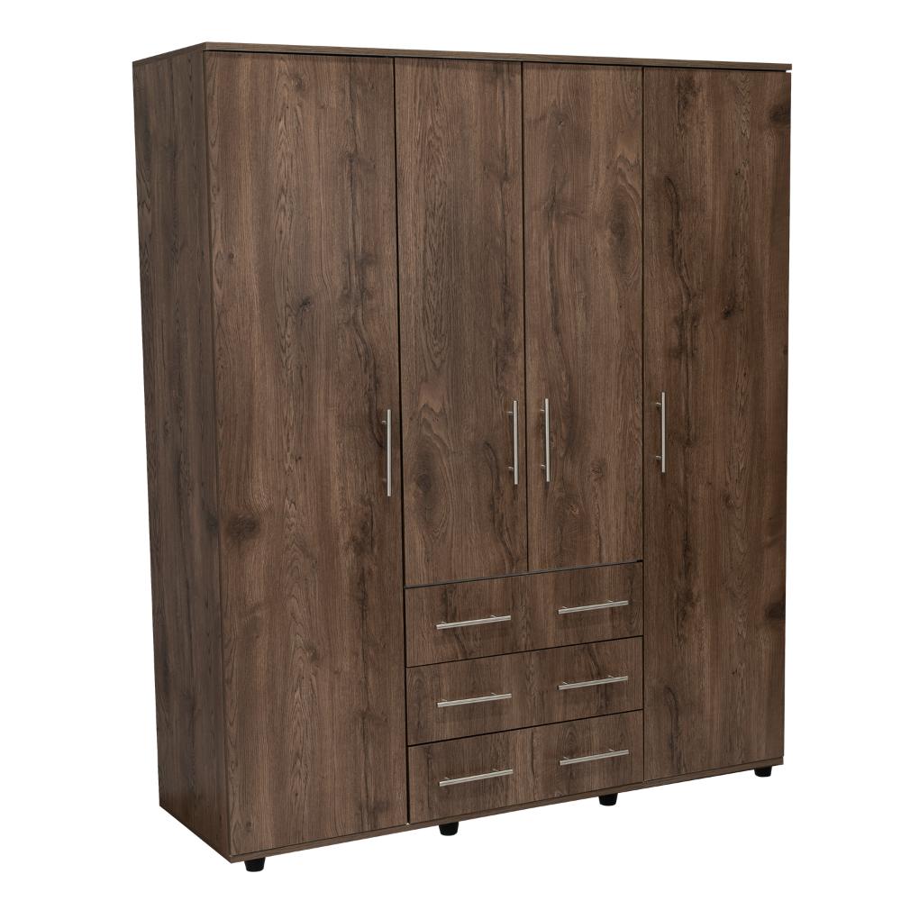 Closet Fontana, Nogal y Blanco, con Cuatro Puertas Abatibles y Tres Cajones Organizadores (vista 3)