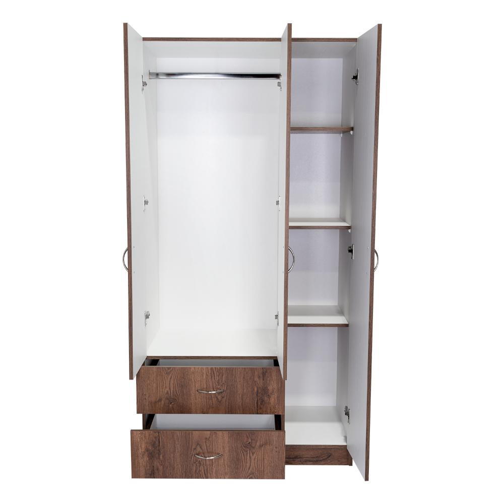 Closet América, Nogal y Blanco, con Dos Cajones y Variedad de Entrepaños (vista 8)