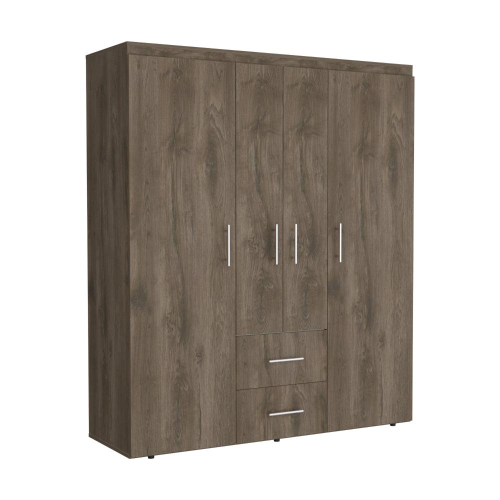 Closet Bariloche Bombay Eco, Nogal y Blanco, con Variedad de Entrepaños y Cuatro Puertas Abatibles (vista 5)