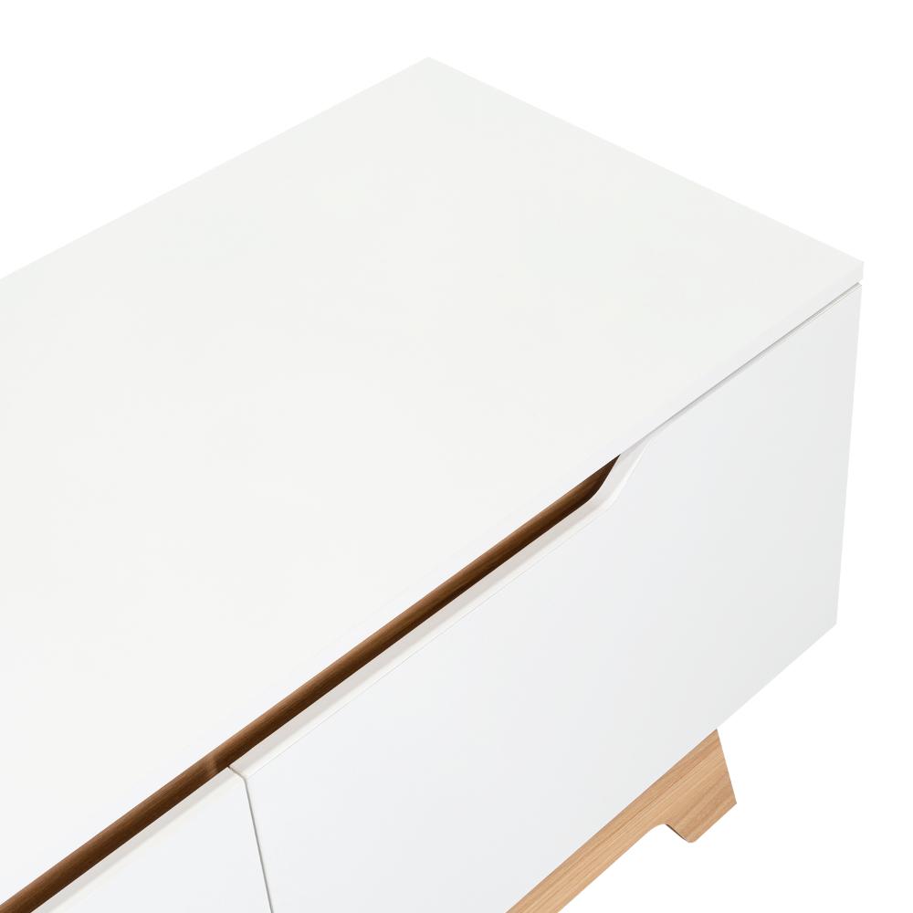 Rack Tv 80" Woodall Dos Puertas Un Cajon, Color Blanco Y Fresno (vista 8)