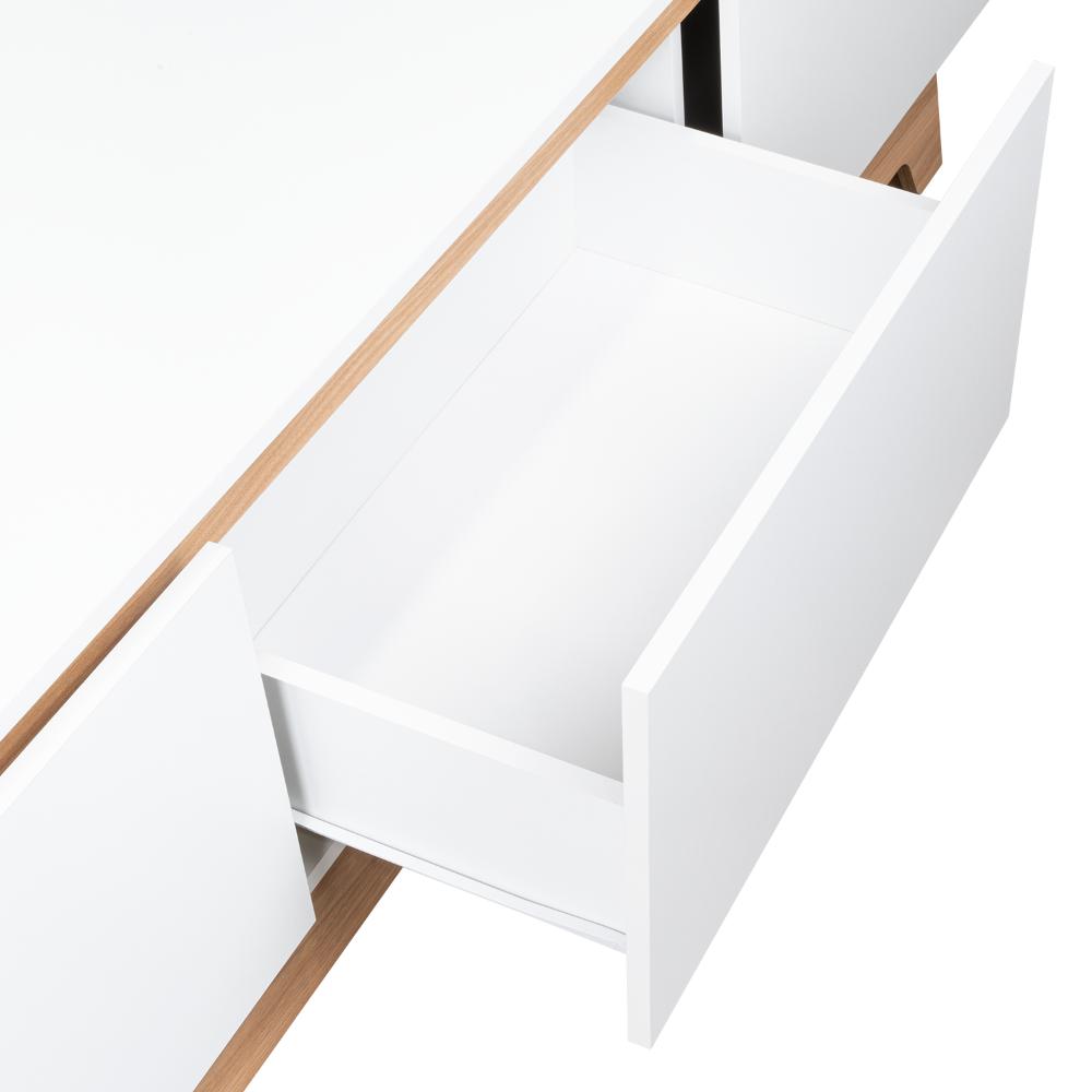 Rack Tv 80" Woodall Dos Puertas Un Cajon, Color Blanco Y Fresno (vista 9)
