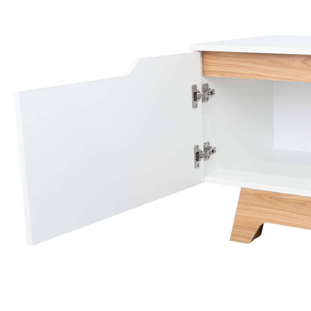 Rack Tv 80" Woodall Dos Puertas Un Cajon, Color Blanco Y Fresno (vista 11)