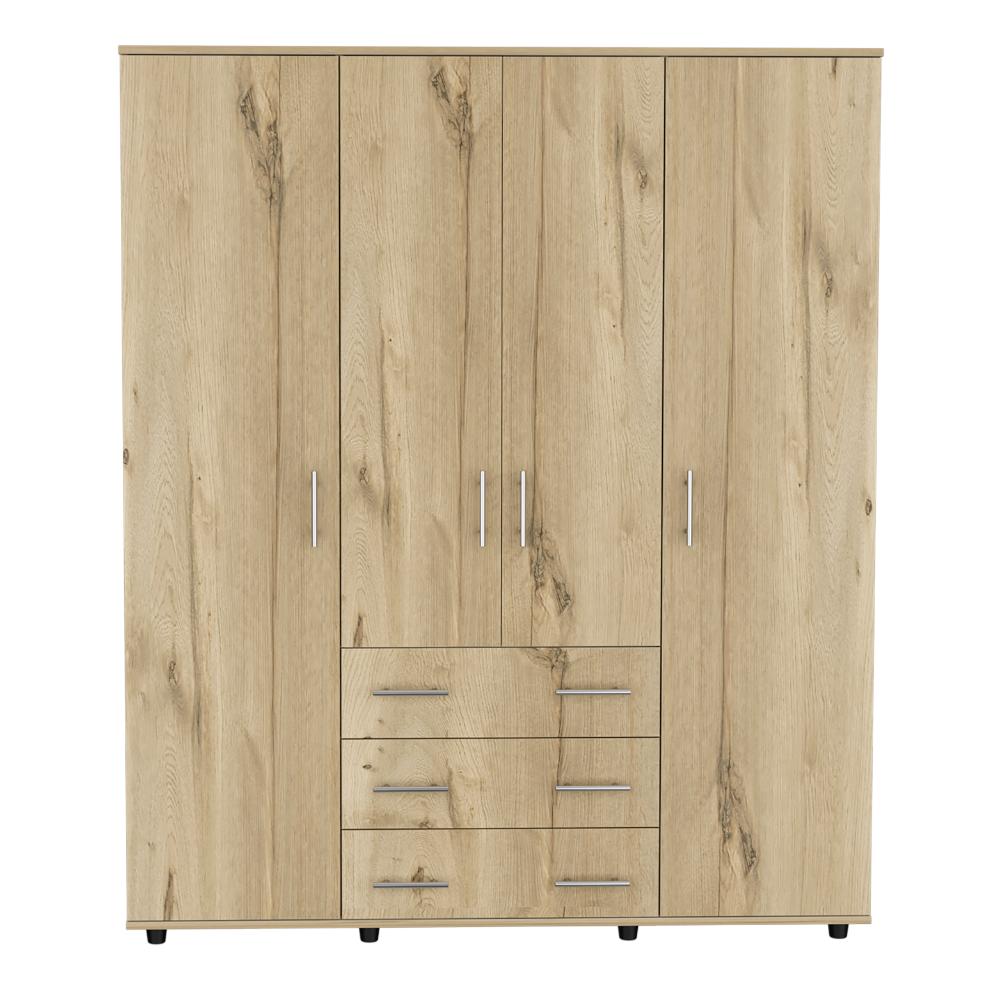 Closet Fontana, Café Claro y Blanco, con Cuatro Tubos Para Colgar Ropa y Zapatero En La Parte Inferior (vista 5)