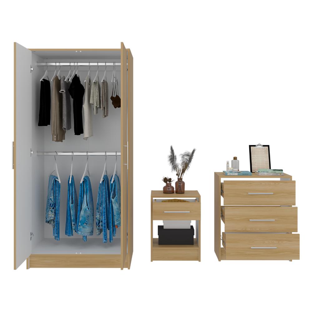 Combo para Habitación Sofi, Fresno Europeo y Blanco, incluye Closet -Organizador y Mesa de Noche (vista 4)
