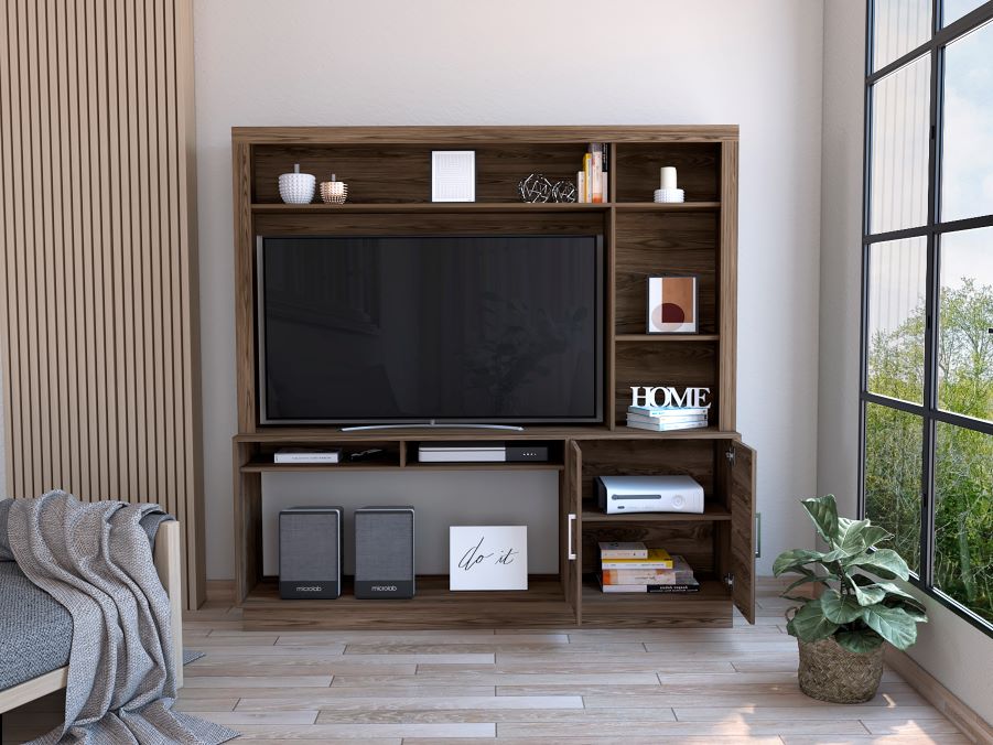 Estante Tv, Cantabria Dos Puertas con Espacio Para Televisor De Hasta 55 Pulgadas Color Coñac