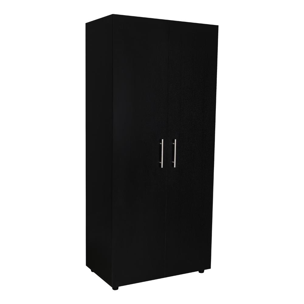 Closet Tera, Wengue y Negro, Dos Puertas Abatibles y Dos Tubos Cromados (vista 3)