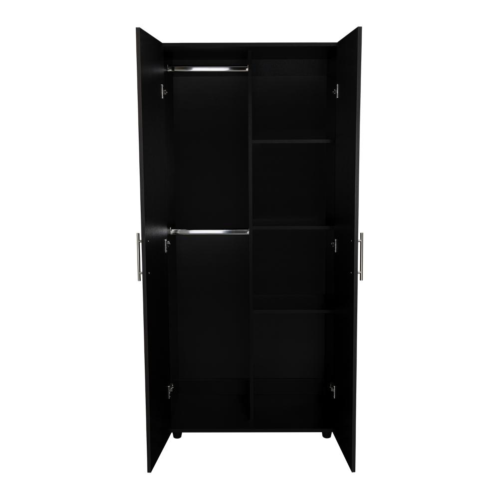 Closet Tera, Wengue y Negro, Dos Puertas Abatibles y Dos Tubos Cromados (vista 8)