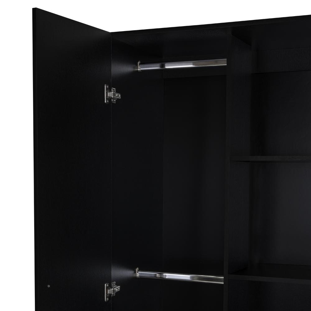 Closet Tera, Wengue y Negro, Dos Puertas Abatibles y Dos Tubos Cromados (vista 10)