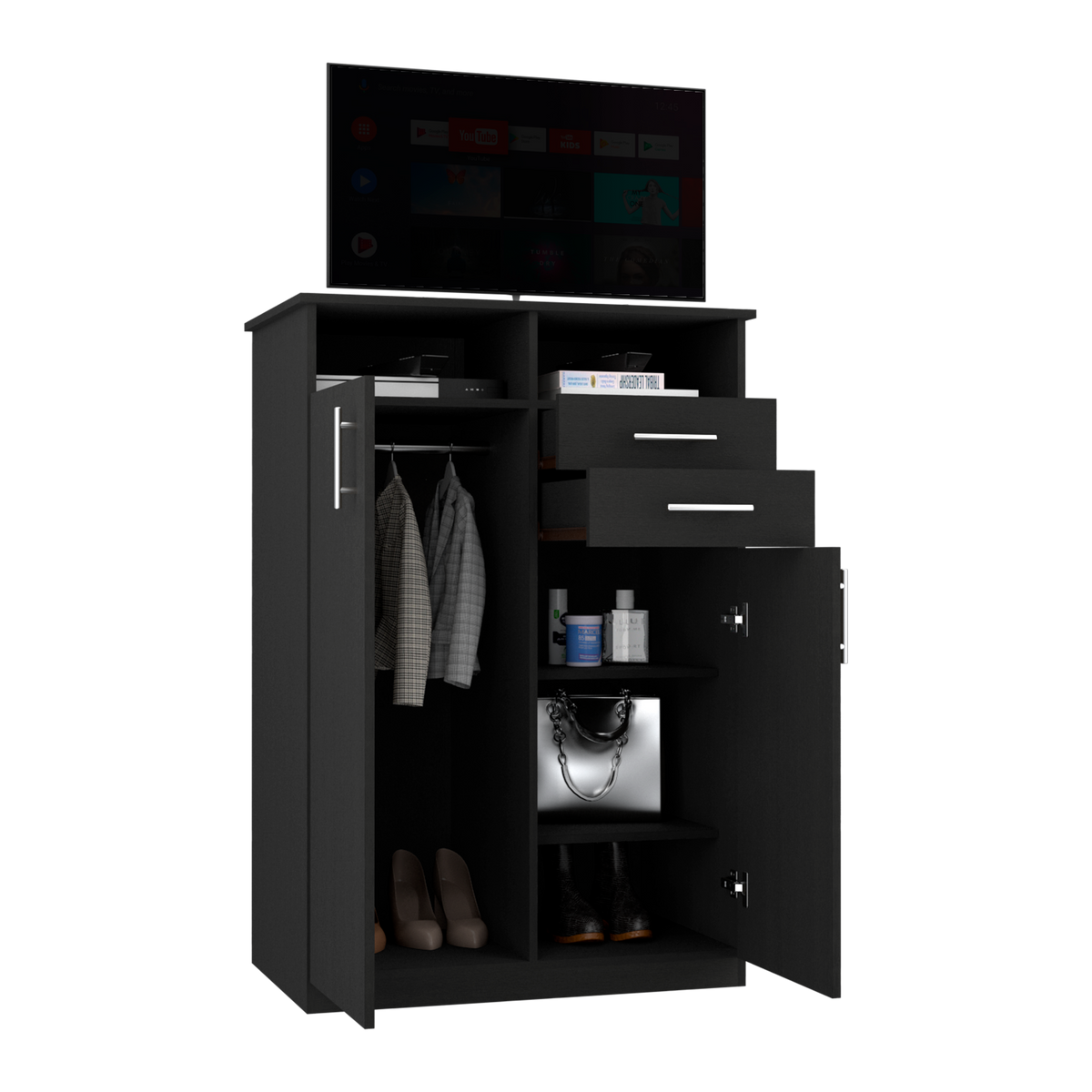 Closet Donat, Wengue, con Dos Cajones Deslizables y Tres Entrepaños Móviles (vista 4)