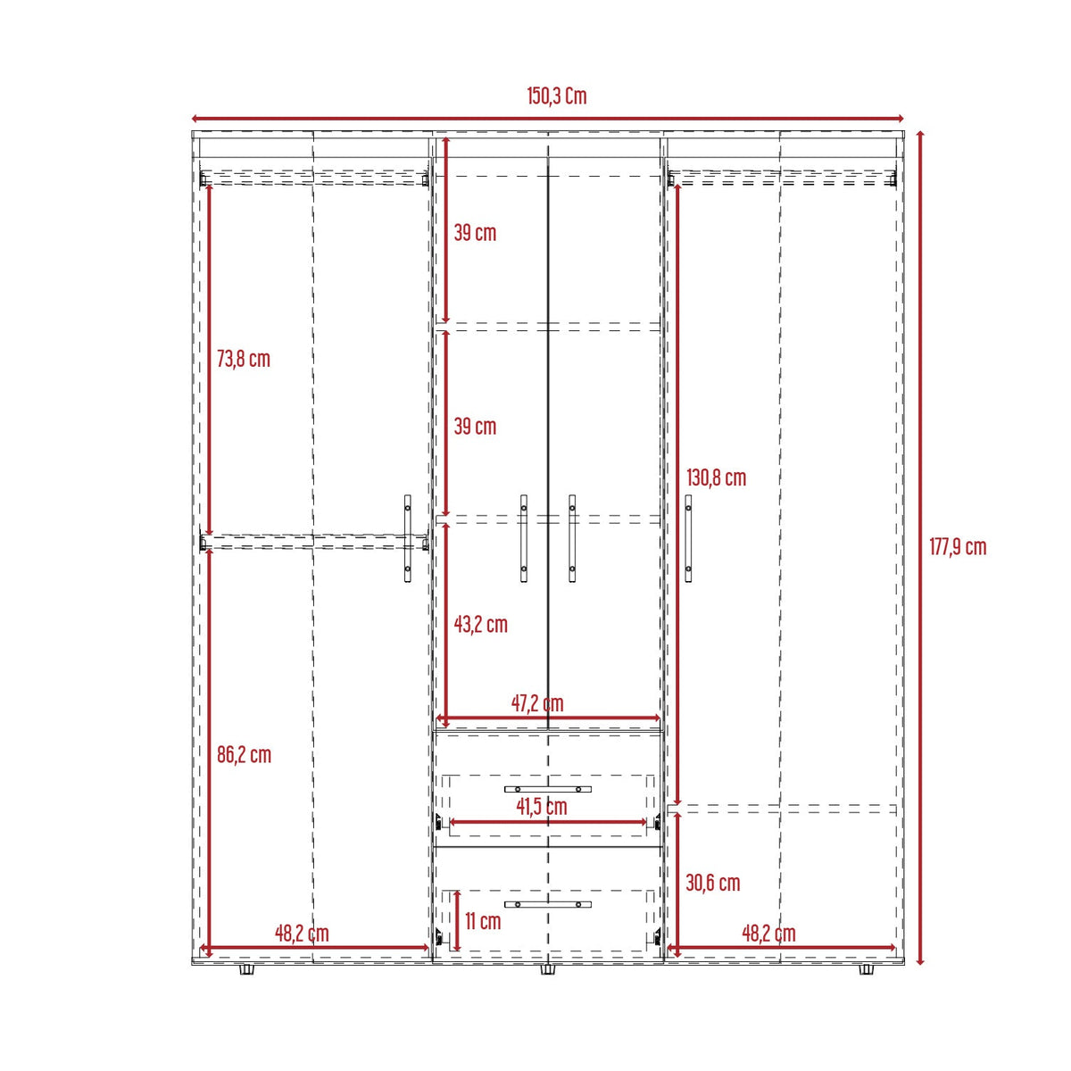 Closet Bariloche Eco 150, Wengue, con amplios espacios y entrepaños para organizar (vista 5)