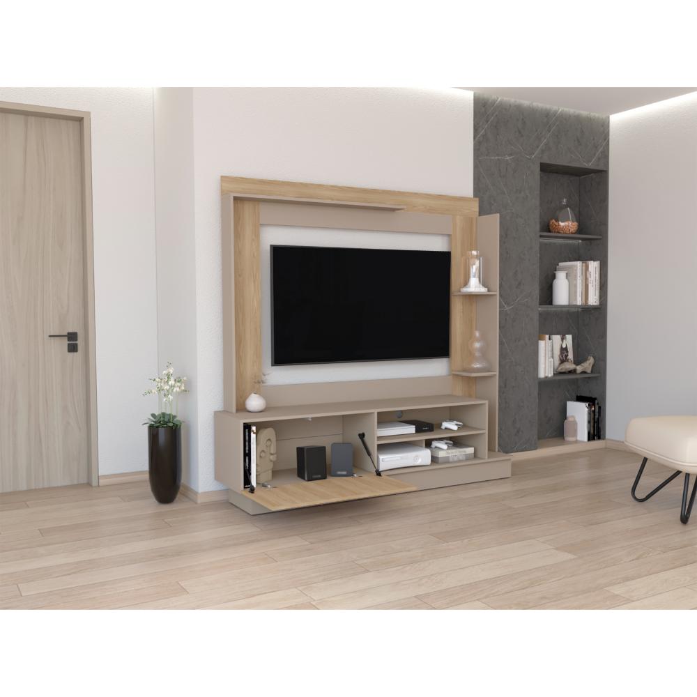 Rack Para Tv 70" Doha, Cocoa y Miel, Con Variedad de Entrepaños (vista 2)