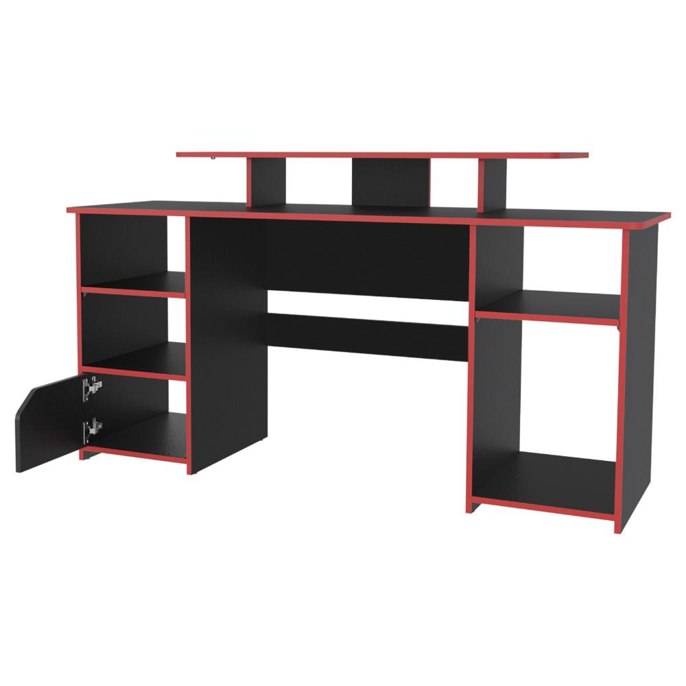 Escritorio Gamer Kein, Wengue y Rojo, con Espacio Adicional para Pantallas (vista 6)