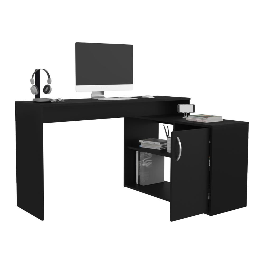 Escritorio En L Eco Una Puerta, Wengue, con amplio espacio de trabajo (vista 3)