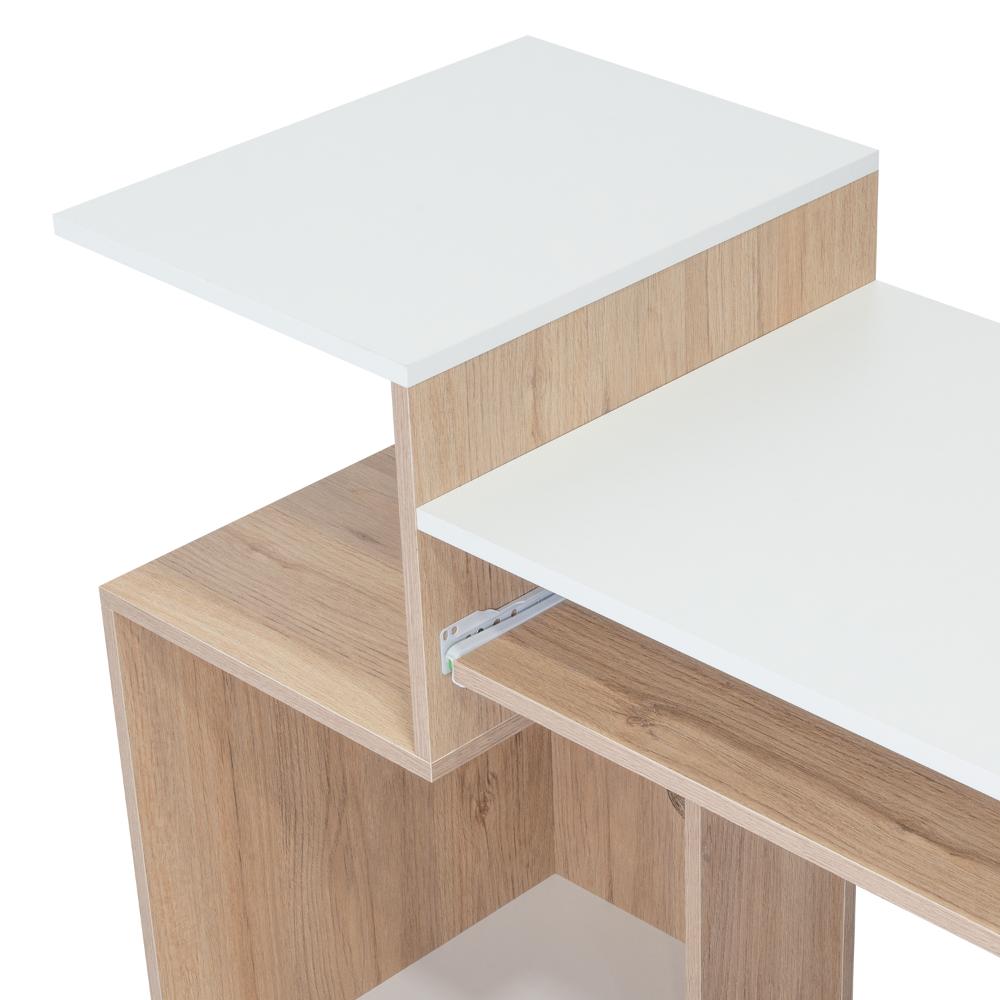Escritorio Atlanter, Rovere y Blanco, con Bandeja Porta Teclado Deslizable y Espacio Para Artículos de Estudio (vista 7)
