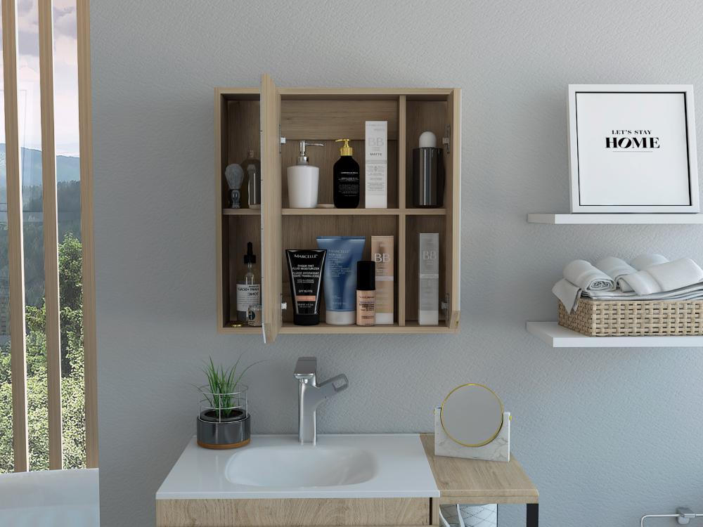 Botiquin Para Baño Ara Con Espejo, Rovere (vista 2)