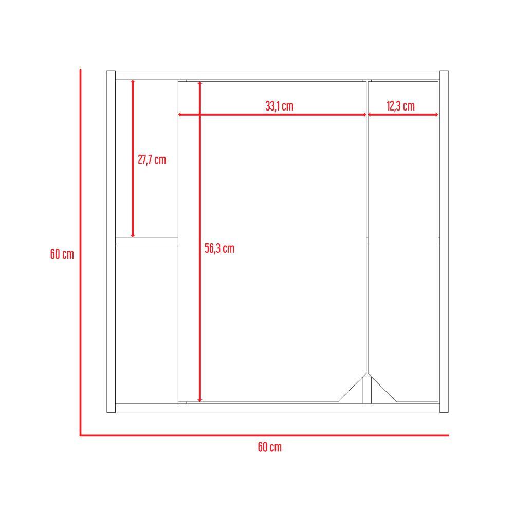 Botiquin Para Baño Ara Con Espejo, Rovere (vista 8)