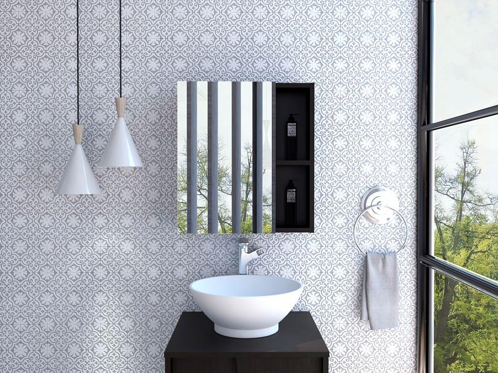 Gabinete de Baño Labell, Wengue, con Puerta y Entrepaños (vista 2)
