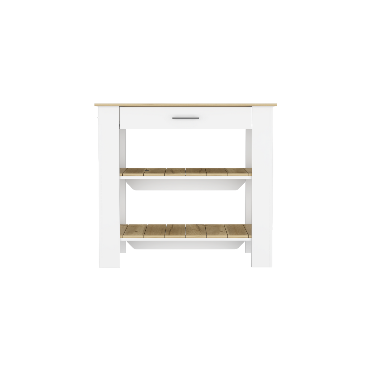 Mesa De Cocina Ccala, Blanco y Macadamia, con entrepaños para colocar objetos de cocina (vista 5)