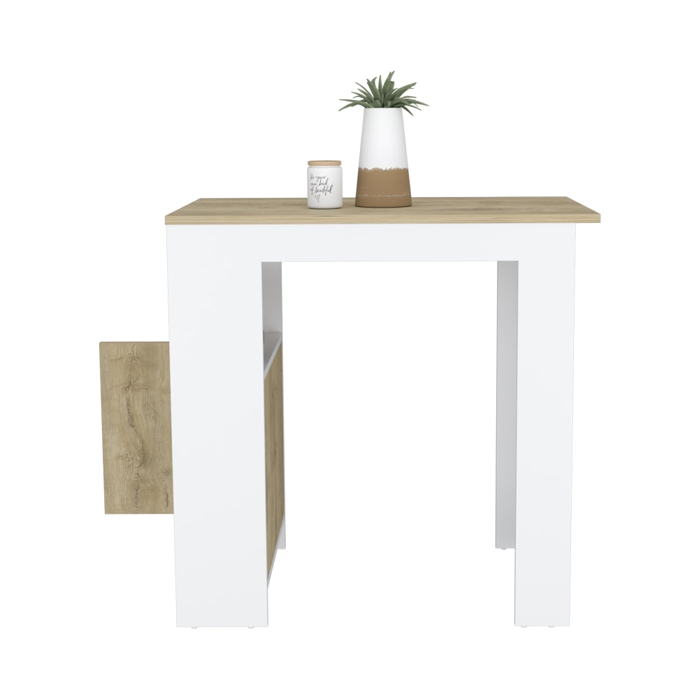 Mesa De Cocina Stirling, Blanco y Macadamia, con entrepaños para colocar objetos de cocina (vista 4)