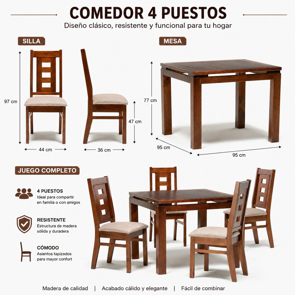 COMEDOR FLORECÍA 4 SILLAS