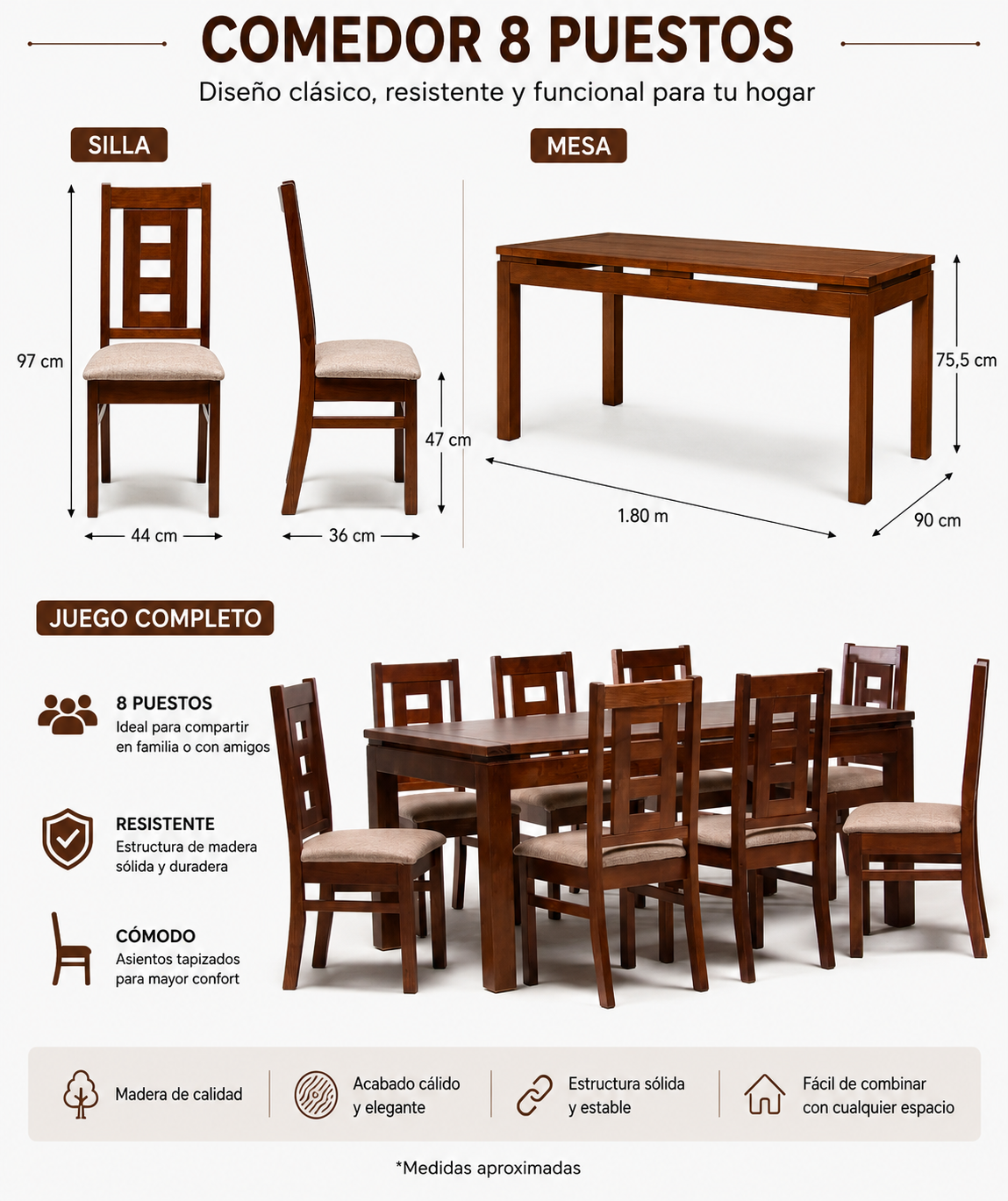 Comedor Florencia 8 sillas
