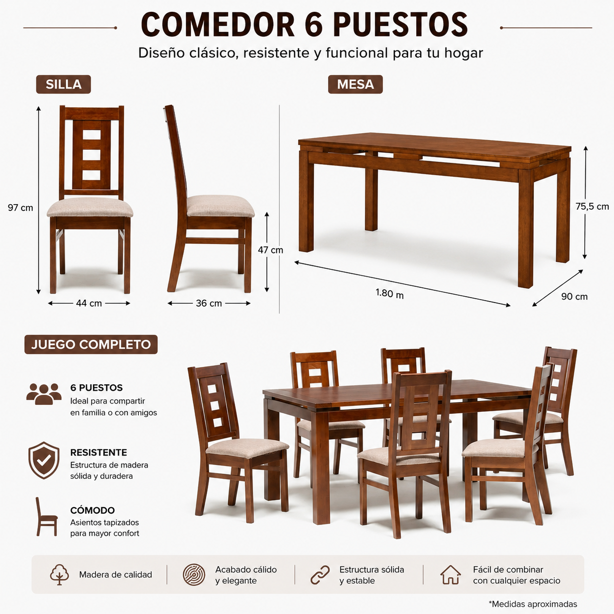 Comedor Florencia 6 sillas