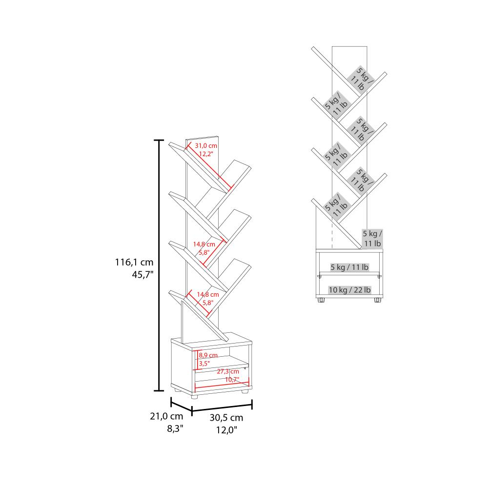 Librero Kingstree, Wengue, con multiples espacios para ubicar objetos decorativos (vista 6)