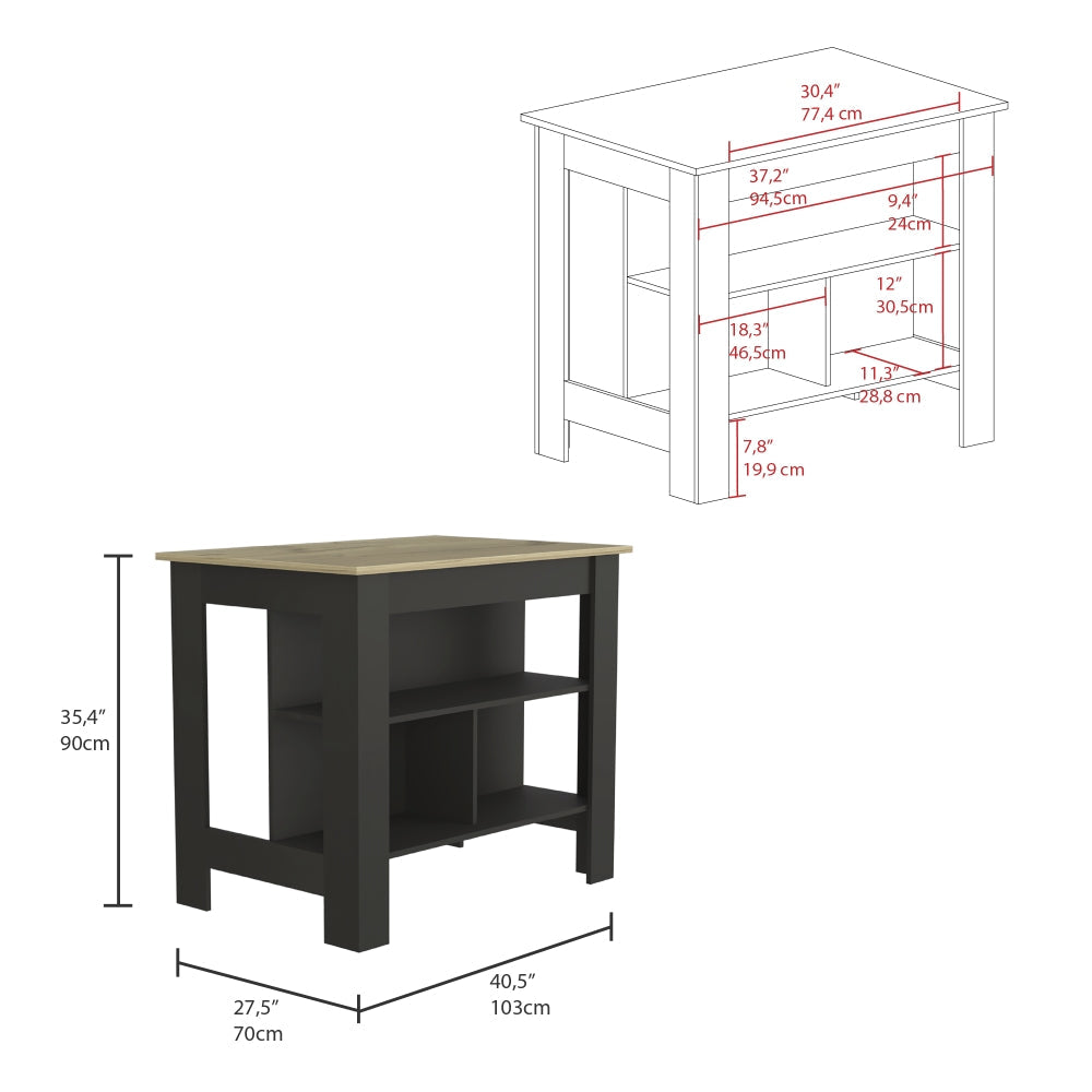 Mesa De Cocina Cala, Wengue y Duna, con entrepaños para colocar objetos de cocina (vista 7)