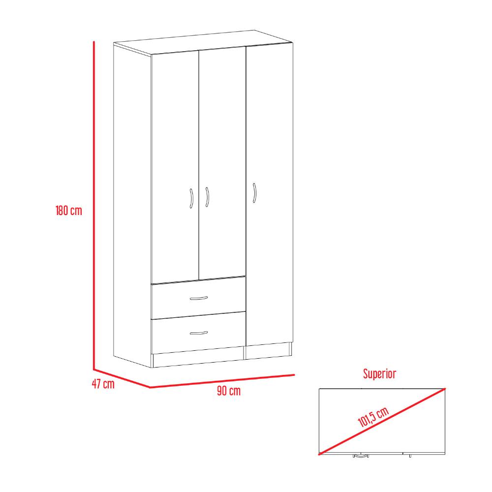 Closet América, Nogal y Blanco, con Dos Cajones y Variedad de Entrepaños (vista 13)