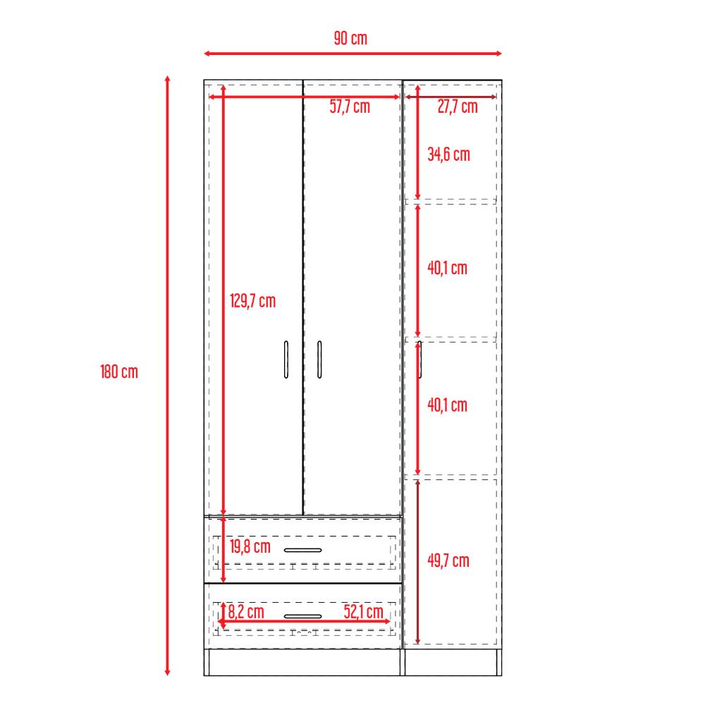 Closet América, Nogal y Blanco, con Dos Cajones y Variedad de Entrepaños (vista 14)