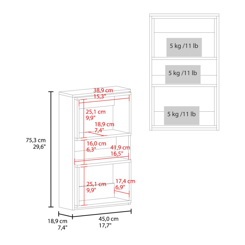 Mueble Auxiliar Muro Baño Eco, Blanco Duqueza y Wengue, con superficies para ubicar objetos (vista 7)