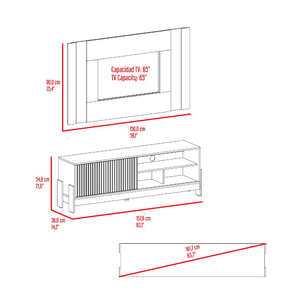 Rack Para Tv Odell, Milan y Roble Natural, Para Televisor desde 50" a 65" (vista 9)