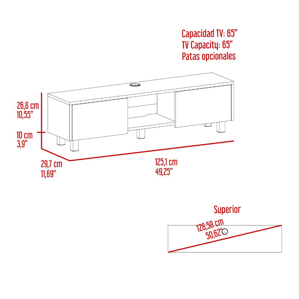 Mesa Para Tv Flotante Gleid, Nogal Europeo, con Dos Puertas Abatibles (vista 8)