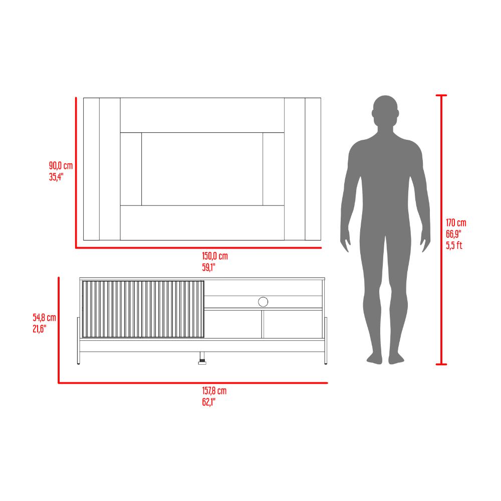 Rack Para Tv Odell, Milan y Roble Natural, Para Televisor desde 50" a 65" (vista 10)