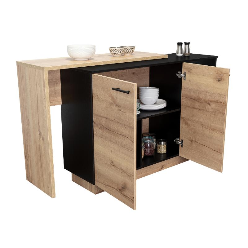 Isla de Cocina Sicilia, Duna y Wengue, con Dos Puertas Batientes (vista 10)
