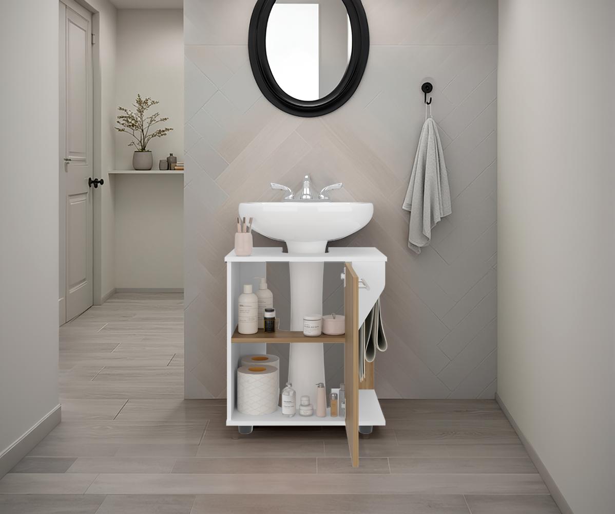 Mueble Para Lavamanos Phillips Una Puerta, Blanco Y Fresno (vista 2)